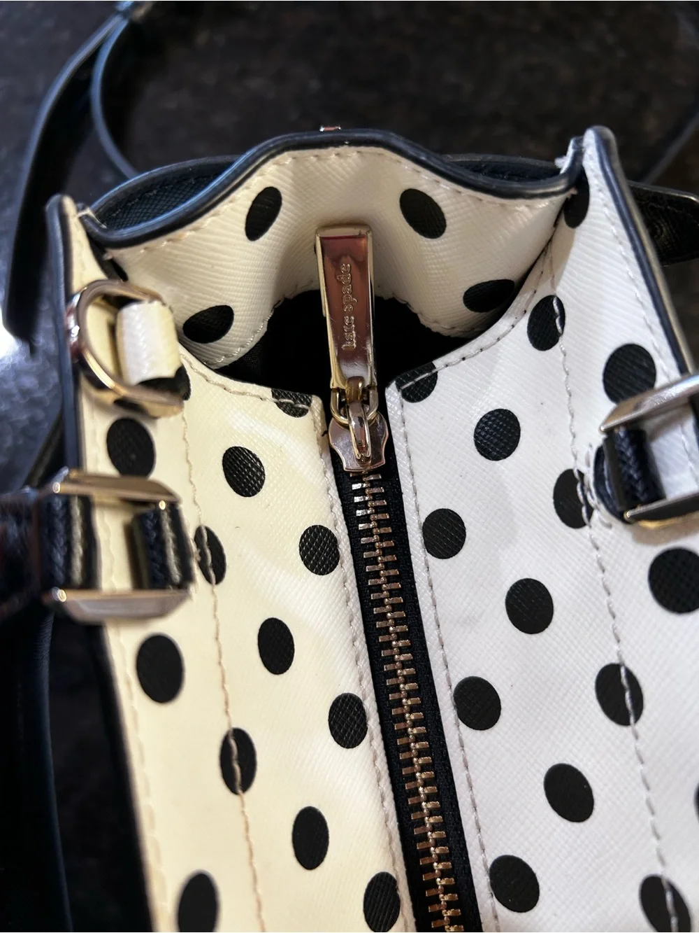 Kate Spade  Black and White Polka Dot Satchel